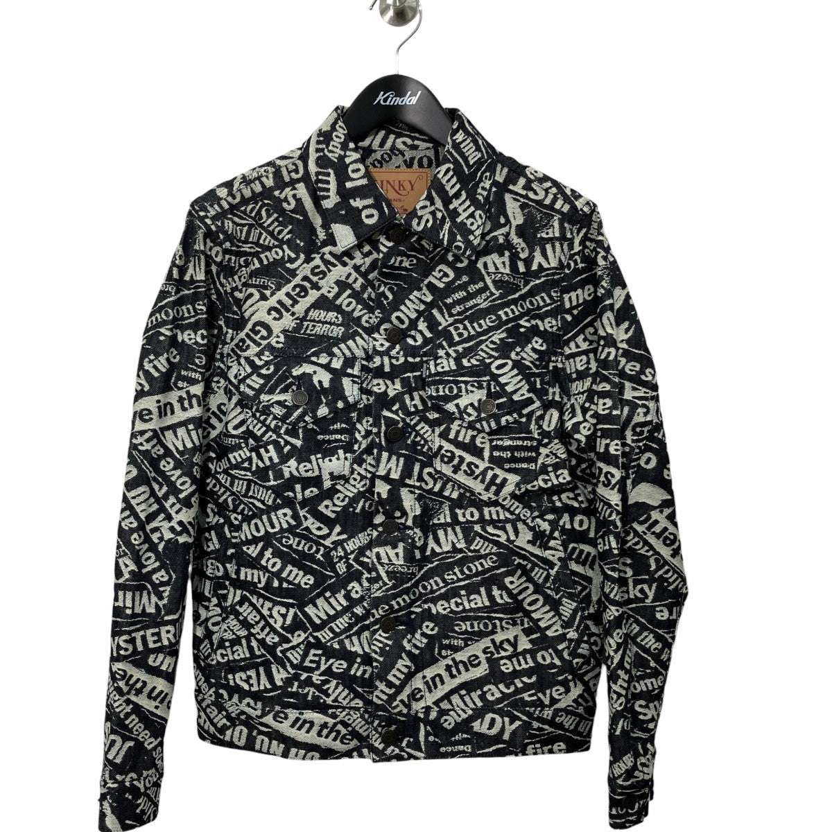 Hysteric Glamour 19SSRIDE ON TIME ジャカード RAWデニムGジャン英字総柄デニムジャケット02191AB11 古着・中古-1枚目のアイテム画像
