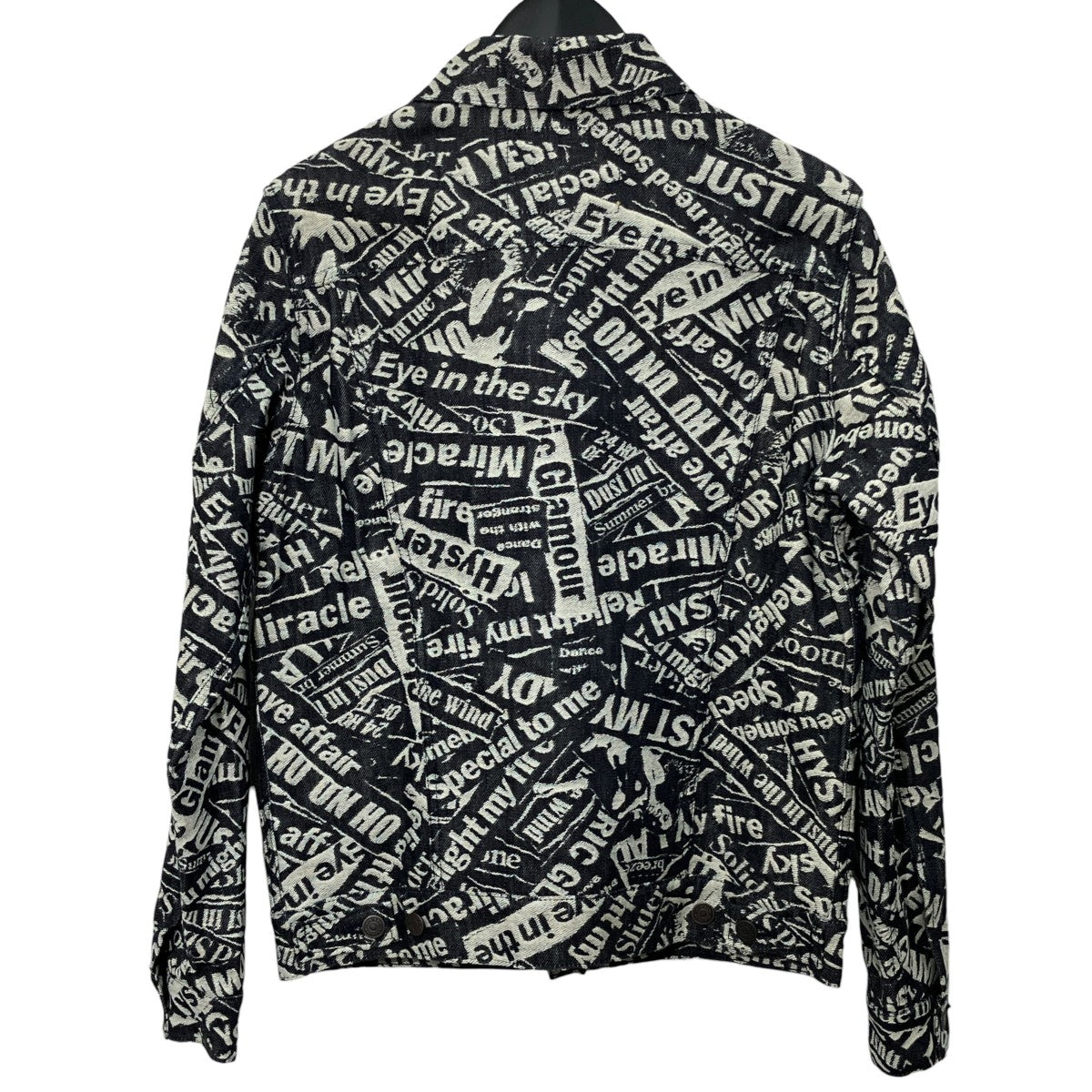 Hysteric Glamour 19SSRIDE ON TIME ジャカード RAWデニムGジャン英字総柄デニムジャケット02191AB11 古着・中古-2枚目のアイテム画像