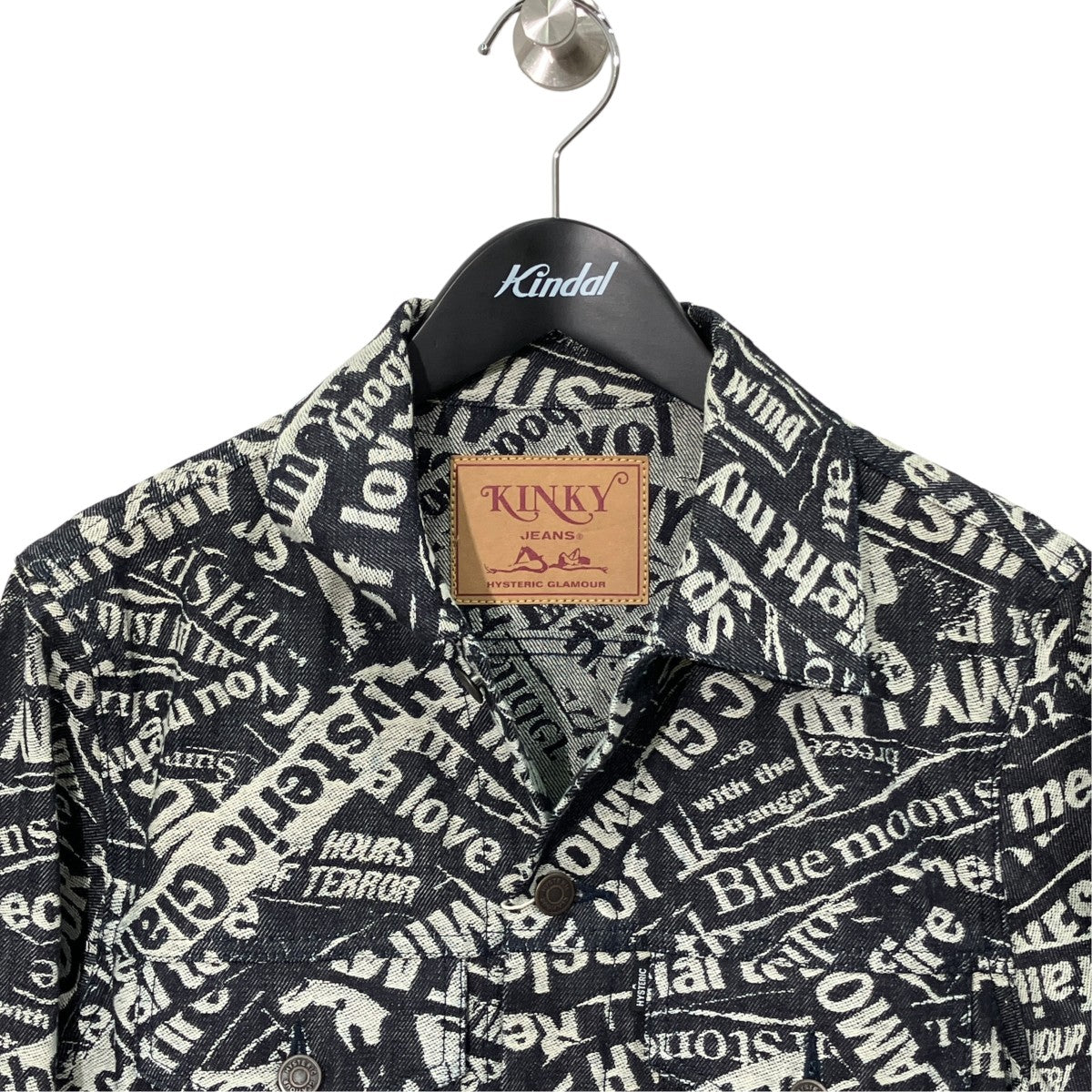 Hysteric Glamour 19SSRIDE ON TIME ジャカード RAWデニムGジャン英字総柄デニムジャケット02191AB11 古着・中古-3枚目のアイテム画像
