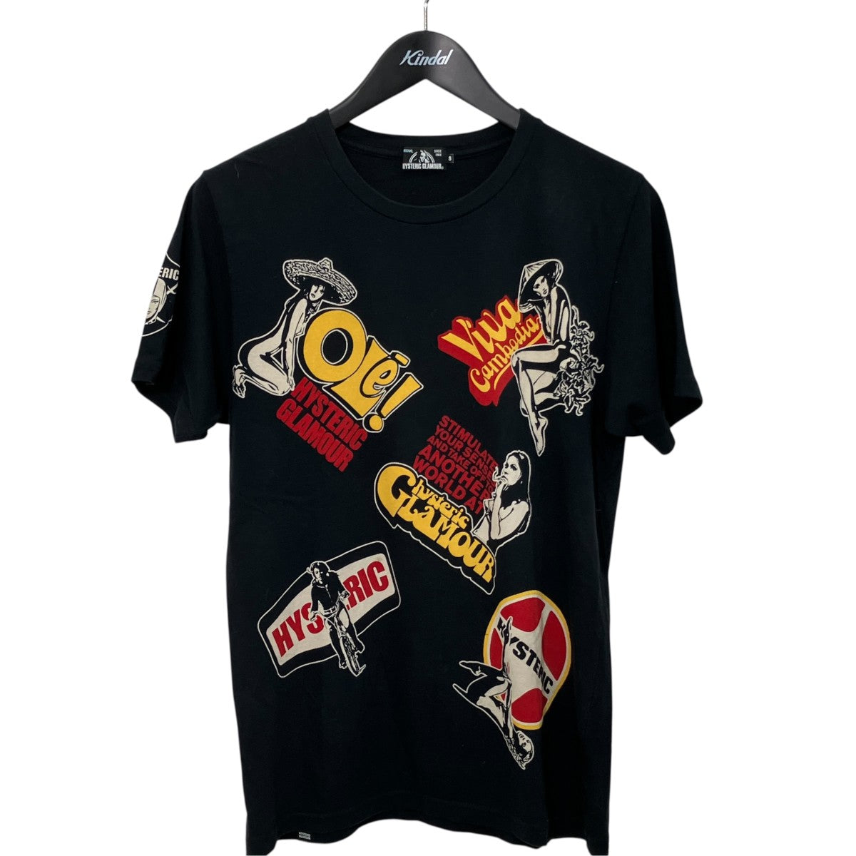 Hysteric Glamour CLASSIC SCRATCHプリントTシャツ半袖カットソー02181CT10 古着・中古-1枚目のアイテム画像