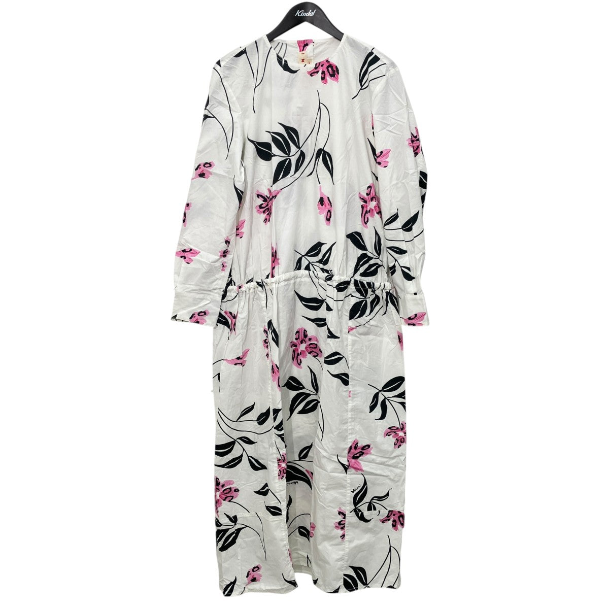 21SSFloral Cotton Poplin Midi DressレオパードフラワーワンピースABMA0671Q0