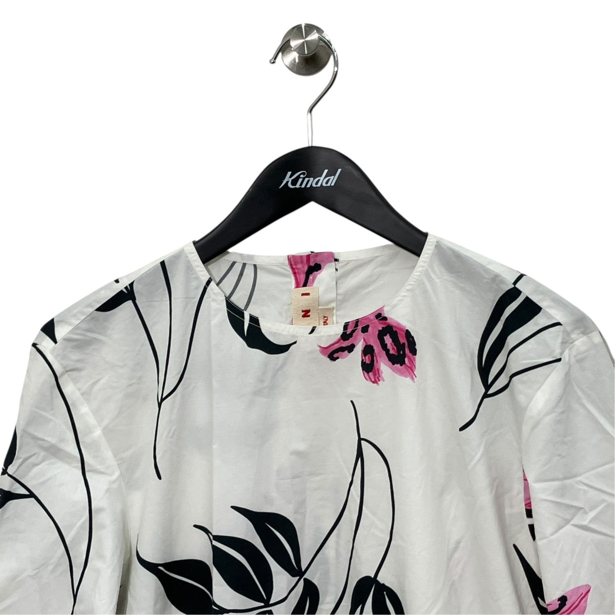 21SSFloral Cotton Poplin Midi DressレオパードフラワーワンピースABMA0671Q0