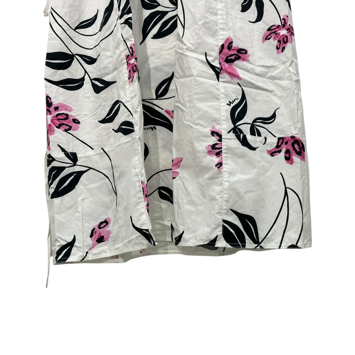 21SSFloral Cotton Poplin Midi DressレオパードフラワーワンピースABMA0671Q0