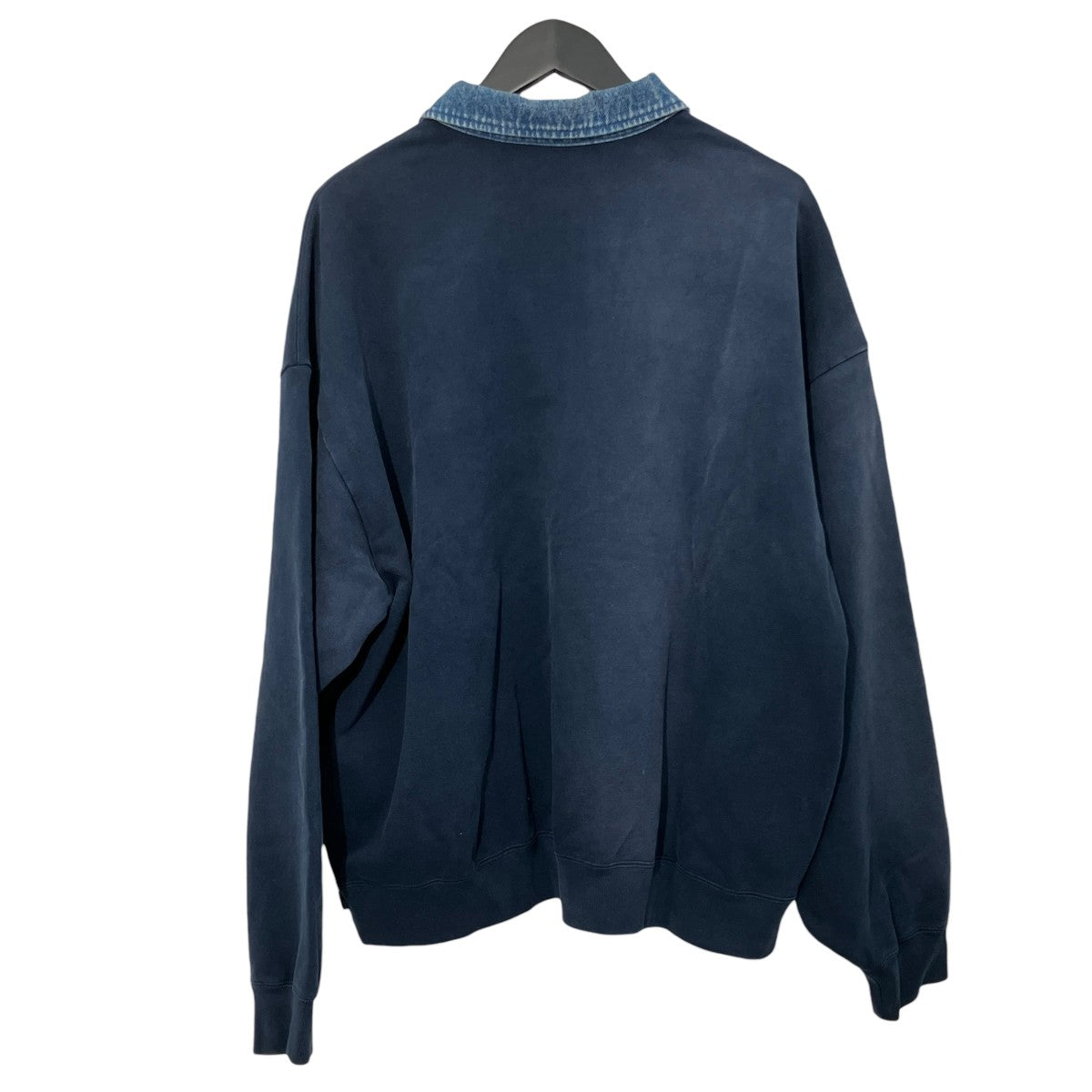 denim collar half zip sweatshirtハーフジップスウェット