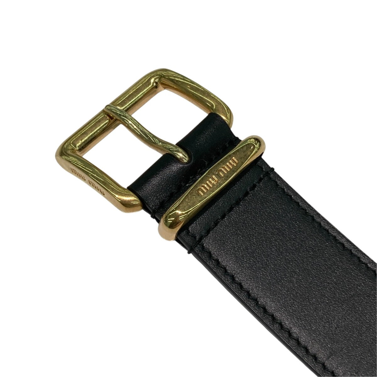 MIU MIU(ミュウミュウ) レザーベルト5CC536 5CC536 ブラック×ゴールド