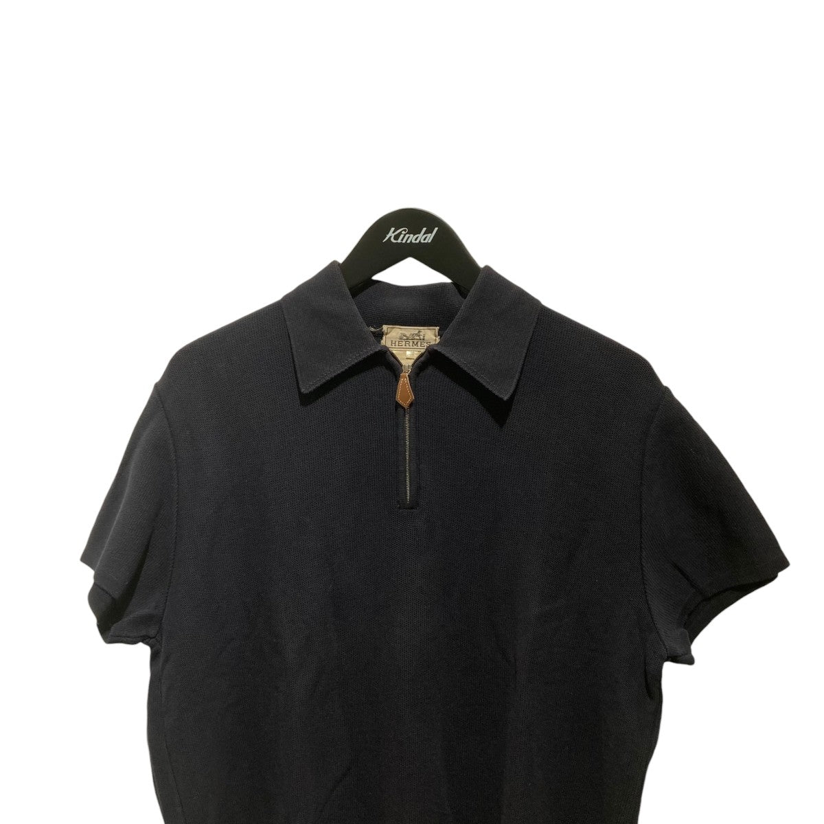 HERMES(エルメス) 半袖ハーフジップポロシャツ ネイビー サイズ M
