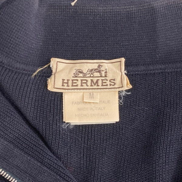 HERMES(エルメス) 半袖ハーフジップポロシャツ ネイビー サイズ M