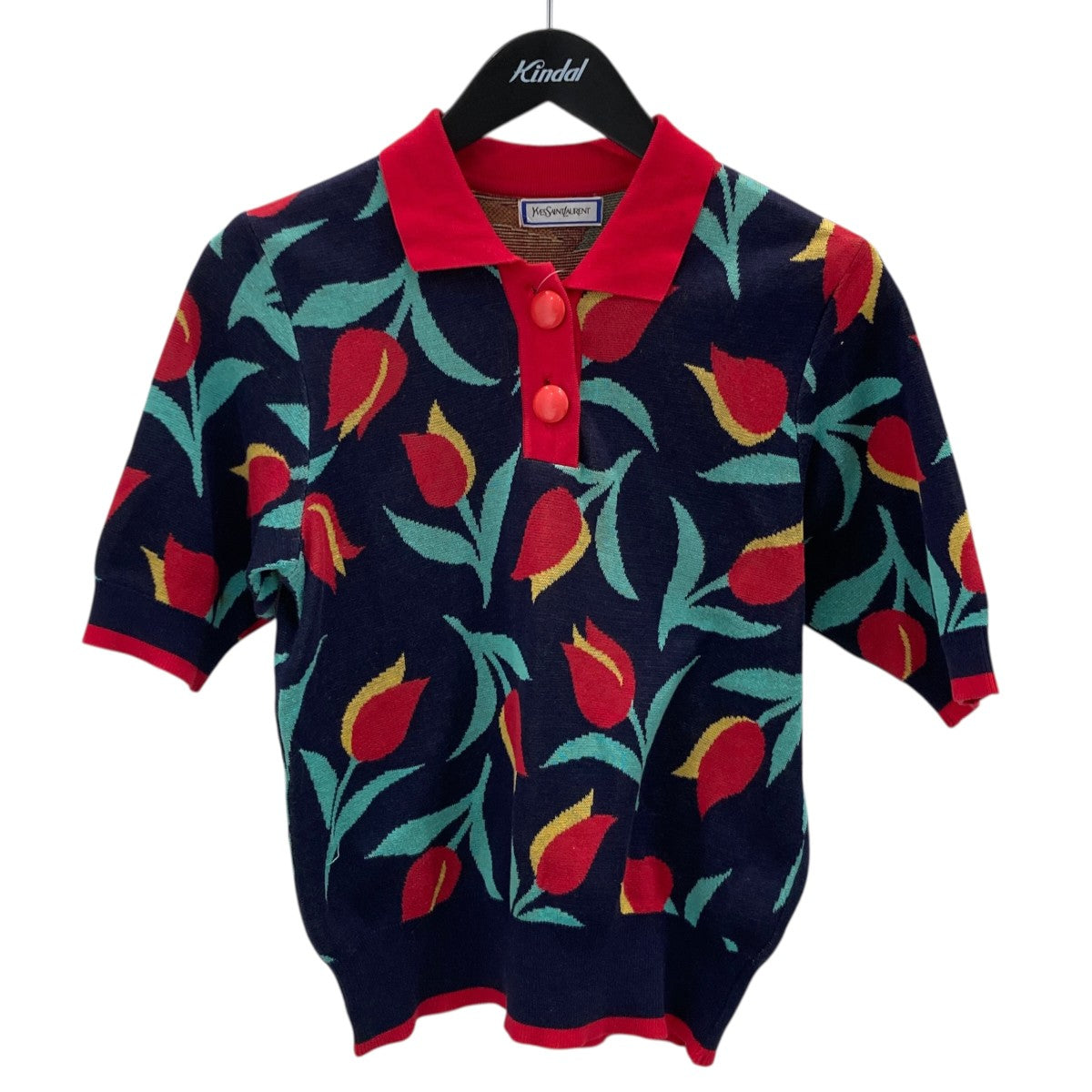 YVES SAINT LAURENT 90s ヴィンテージニットポロシャツ 古着・中古-1枚目のアイテム画像