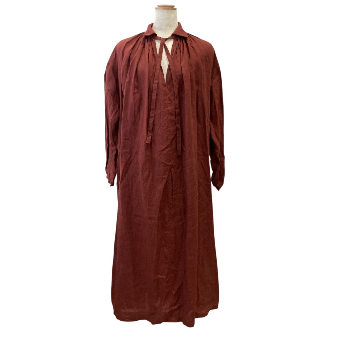 French Linen Back O  Dress長袖ワンピースLS11214D