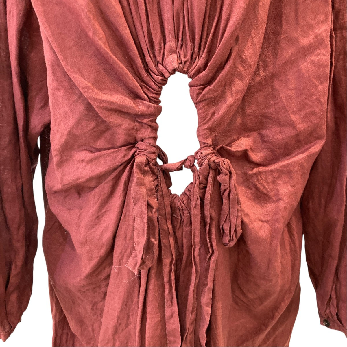 French Linen Back O  Dress長袖ワンピースLS11214D
