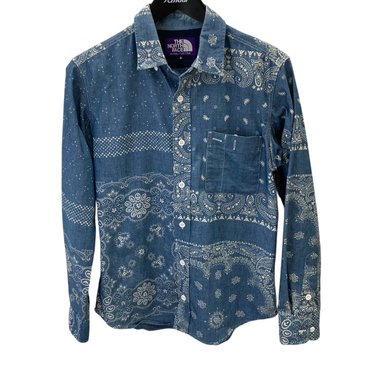 COOLMAX Indigo Chambray Printペイズリーシャンブレーシャツ／総柄シャツ／長袖シャツNT3504N