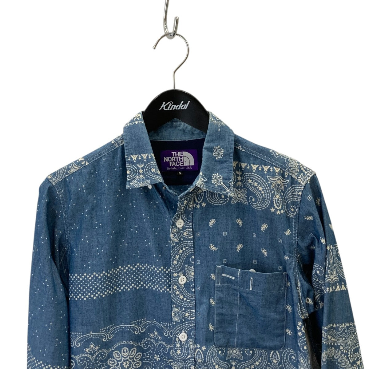 COOLMAX Indigo Chambray Printペイズリーシャンブレーシャツ／総柄シャツ／長袖シャツNT3504N