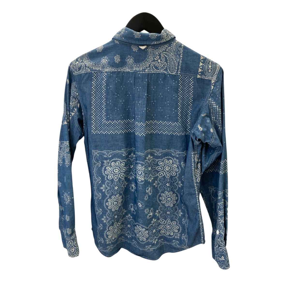 COOLMAX Indigo Chambray Printペイズリーシャンブレーシャツ／総柄シャツ／長袖シャツNT3504N