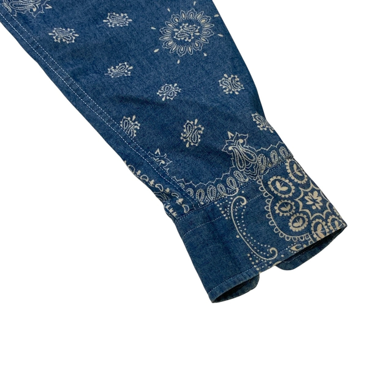 COOLMAX Indigo Chambray Printペイズリーシャンブレーシャツ／総柄シャツ／長袖シャツNT3504N