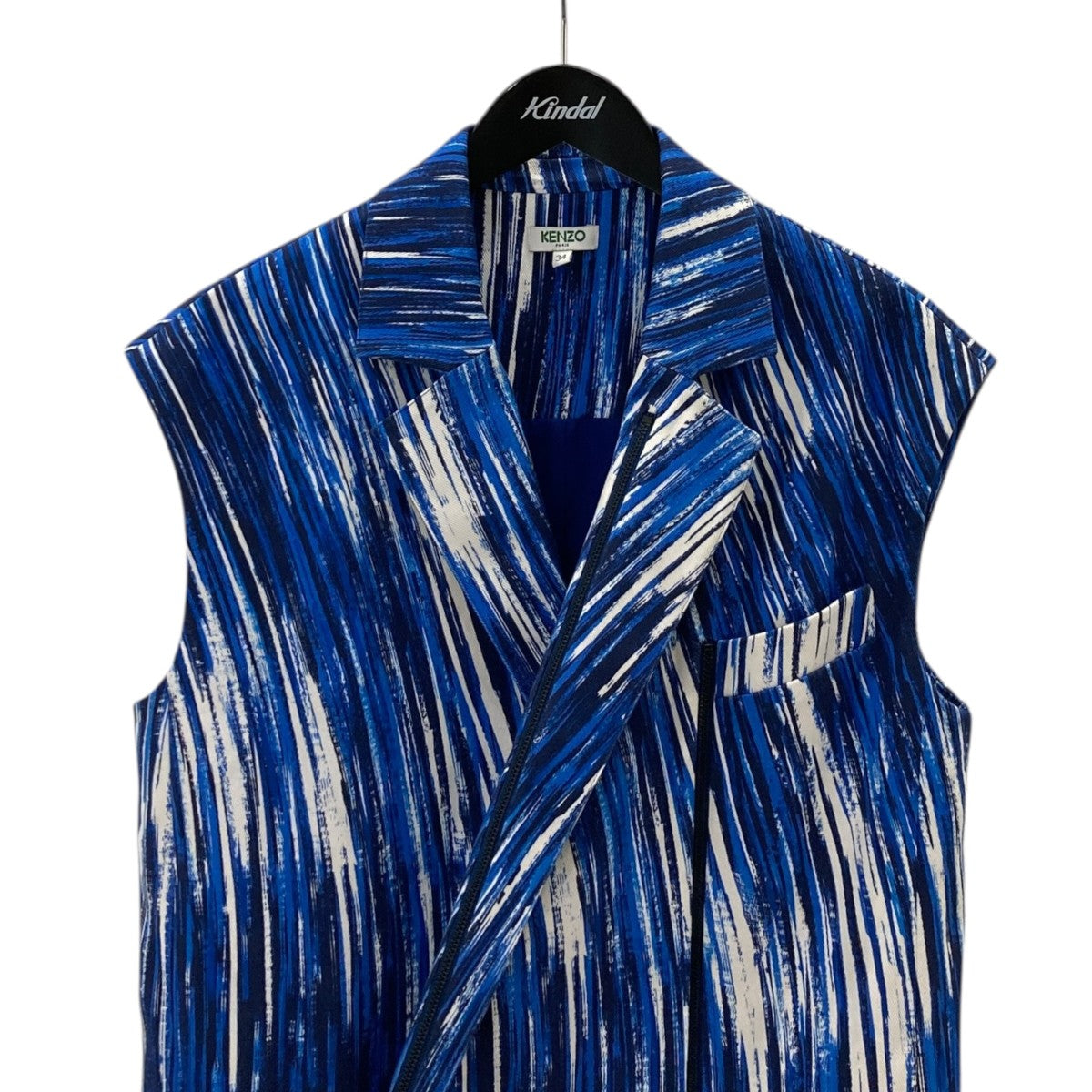 KENZO(ケンゾー) フランス製 ジッパーデザインジレ ブルー×ホワイト
