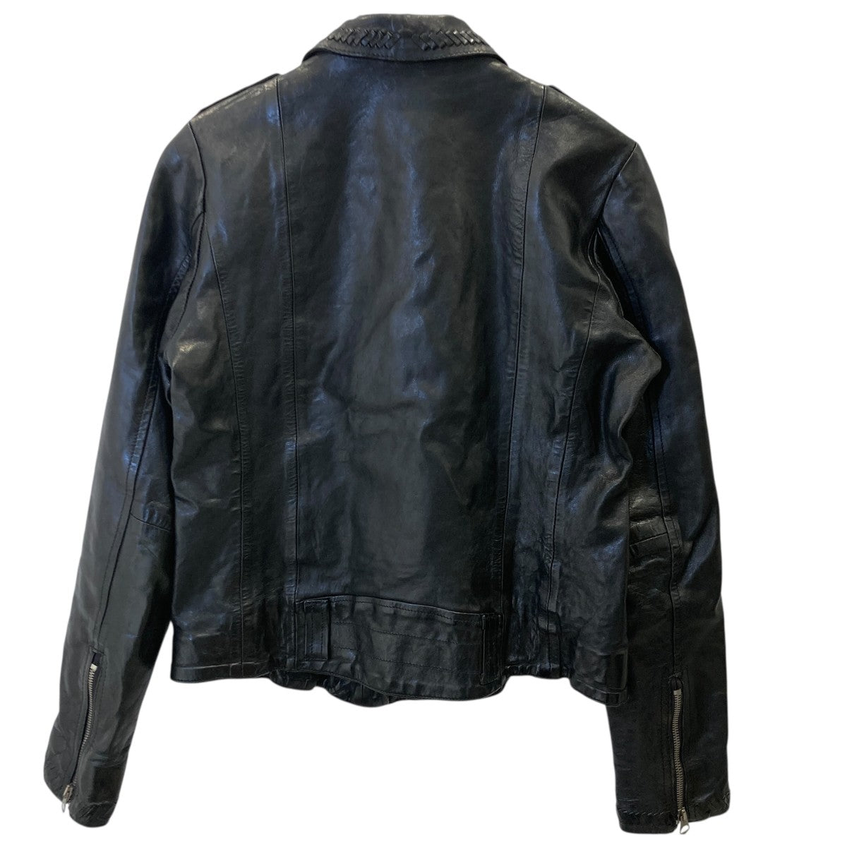襟編み込みダブルライダースジャケットG21D037.A1