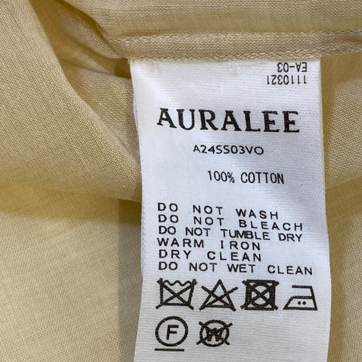 AURALEE HARD TWIST FINX ORGANDY SHIRT長袖シャツA24SS03VO 古着・中古-6枚目のアイテム画像