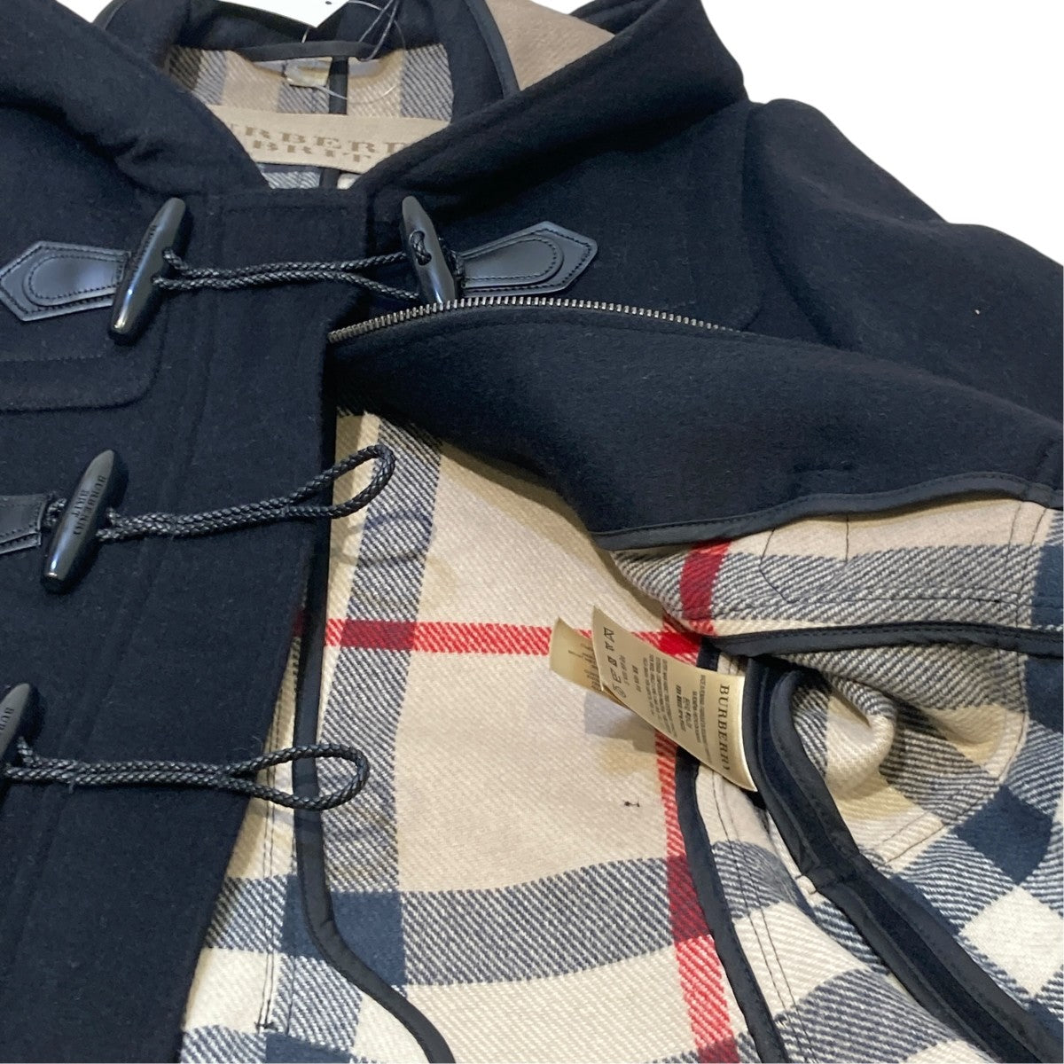 未使用級 バーバリーブリット ショート ダッフルコート　黒 メガネチェック BURBERRY BRIT(バーバリーブリット) ショートダッフルコート4557601