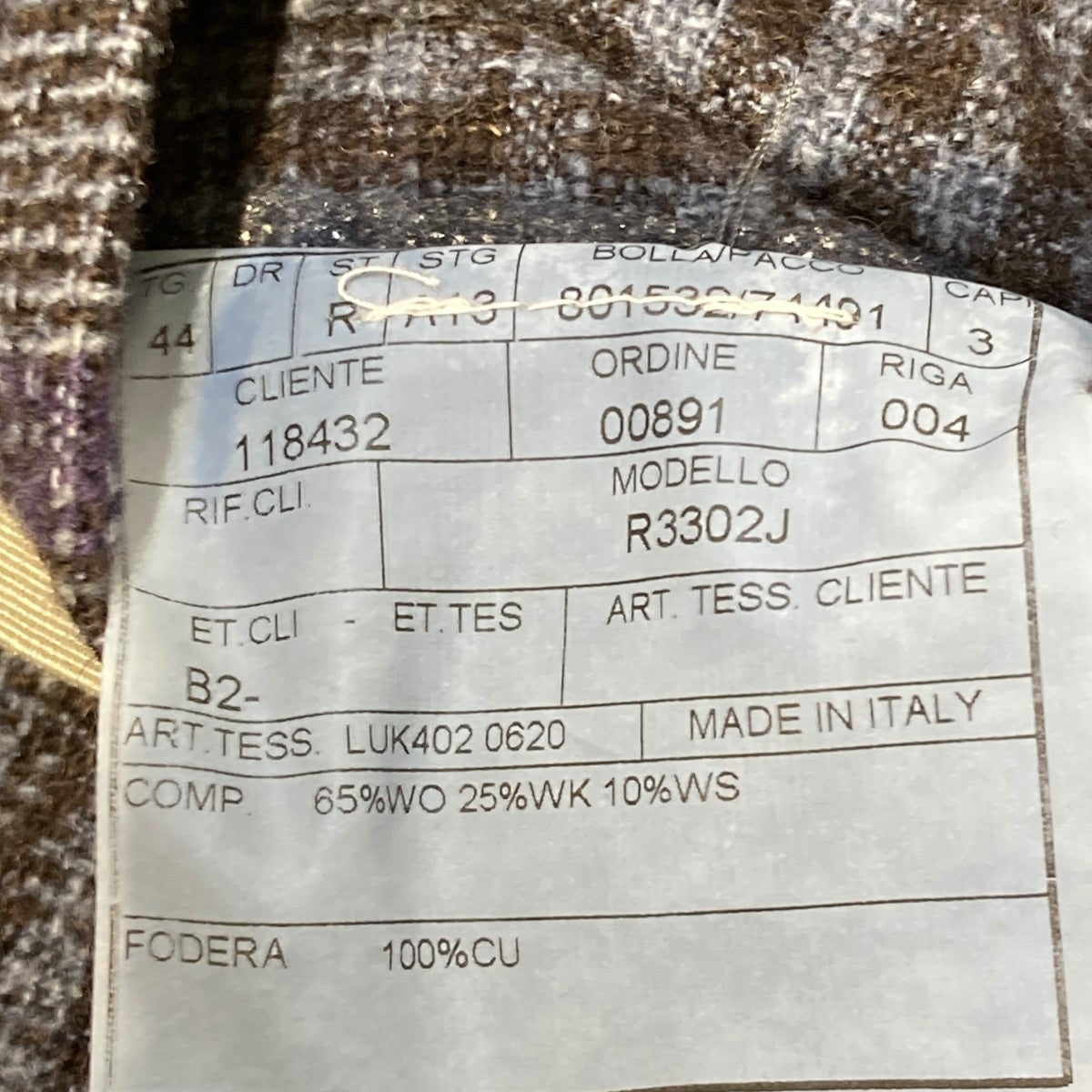 K JACKETグレンチェックテーラードジャケットR3302J