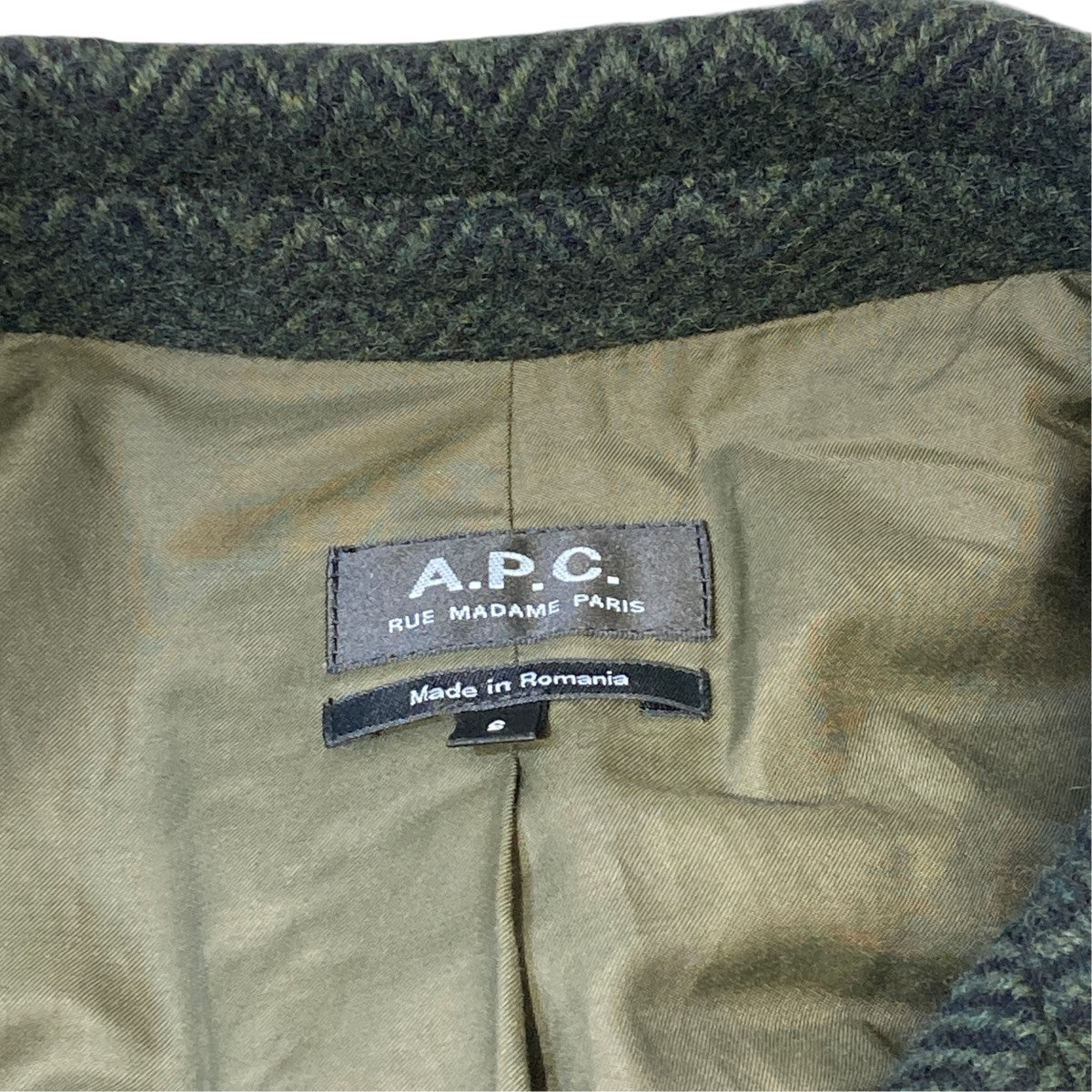 A．P．C． ヘリンボーンチェスターコート24216-1-25671 古着・中古-4枚目のアイテム画像